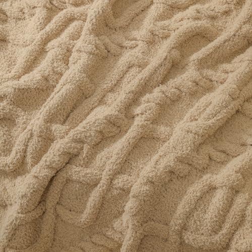 bearberry Plush Fleece Blanket Ultra Cozy & Warm Cable Knit - Machine Washable Throw for Living Room, Bedroom, Office | Lightweight Fuzzy Blanket for Adults, Kids, Pets (Camel, 40”x50”) - Thumbnail 3