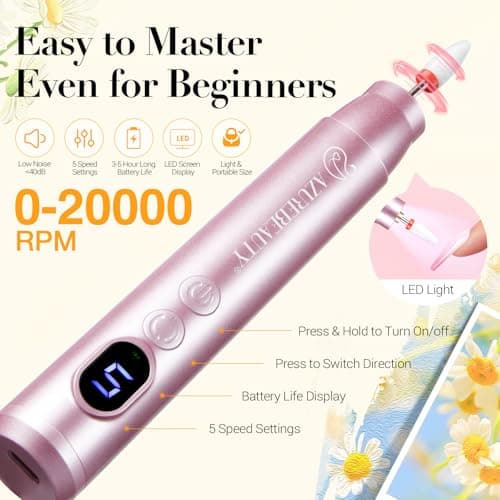 AZUREBEAUTY Dip Powder Nail Kit with Electric Nail Drill 24 Colors Summer Green Pink Orange Nail Starter Kit with Dip Liquids Base Top Coat Activator Portable Manicure French Nail Art Essential Set - Thumbnail 5