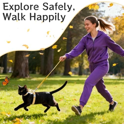 Cat Harness and Leash Set - Anti-Escape Adjustable Cat Vest, Soft Breathable Kitten Harness for Outdoor Walking and Training - Thumbnail 2