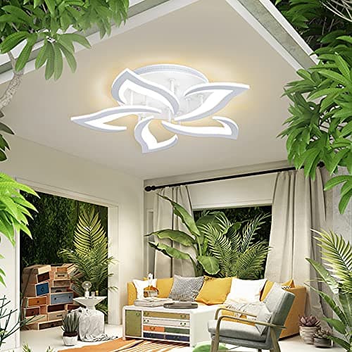 AHAWILL Ceiling Light Dimmable Modern Embedded LED Chandelier Metal Acrylic Petal Ceiling Ceiling Light, Suitable for Living Rooms, Bedrooms, Children's Rooms, Etc.23.8″/35w/5 Heads…… - Thumbnail 2