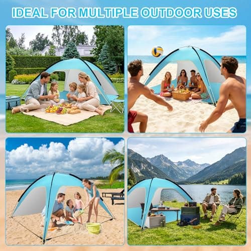 MAMA EVE Beach Tent Sun Shelter, 3-5 Person Pop Up Beach Tent, Easy Setup UPF 50+ UV Protection Portable Lightweight Waterproof Family Beach Cabana Sun Shade Shelter,Outdoor Shade for Sand, Camping - Thumbnail 2