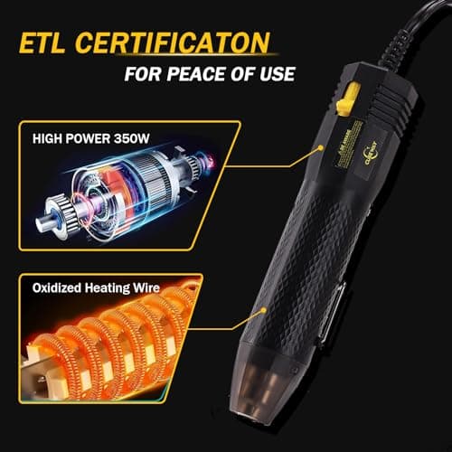 350W Heat Gun 2-Temp 392°F/662°F Hot Air Gun for Crafts & Shrink Tubing - Thumbnail 4
