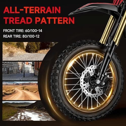 Oryxearth Electric Dirt Bike, 3000W Peak Motor 31mph Electric Motorcycle for Teens Adults, 48V 20Ah Removable Battery, Dual Hydraulic Brakes, Front & Rear Suspension Off-Road Ebike with 3-Speed Modes - Thumbnail 6
