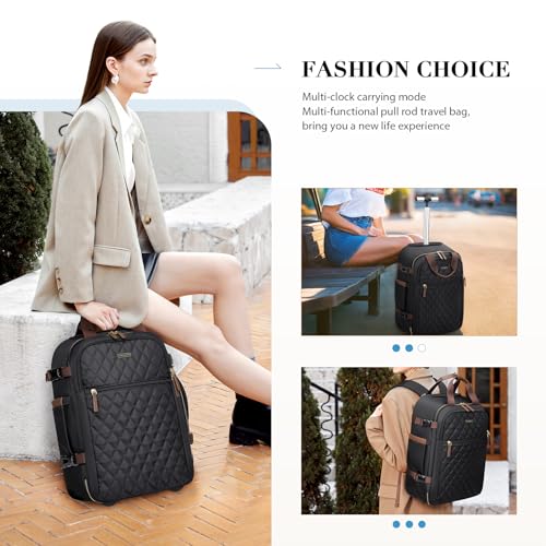 GOLF QUALITY Rolling Backpack for Women,Travel Laptop Backpack with Wheels Roller Wheeled Backpack Underseat Carry On Luggage for Travel Business Trip,Fit 17Inch,Black - Thumbnail 5