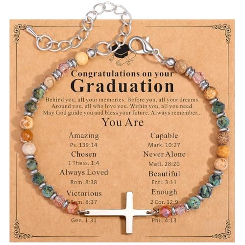 Boiveco Graduation Gifts 2026 for Her Him, Class of 2026 Graduation Cross Bracelets with Unique Cap Gift Box, Inspirational Keepsake for Women Men Middle High School University College Graduates - Image 1