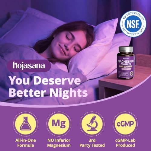 HojaSana 7-in-1 Magnesium Complex for Women for Sleep, 60 Vegan Capsules - Thumbnail 3