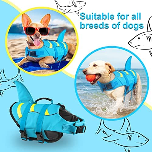 Fragralley Shark Dog Life Jacket, Adjustable Dog Life Vest with Shark Fin, Suit for Small Medium Large Dog Life Vest for Swimming and Boating - Thumbnail 4