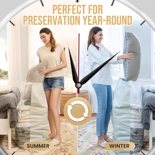 TAILI Vacuum Storage Bags 4 Pack, Jumbo Cube (31x40x15 Inch), Extra Large Vacuum Seal Bags for Clothing, Comforters, Blankets, Pillow, Bedding, Sweater, Closet Organizers, Space Saving, Cream - Thumbnail 6