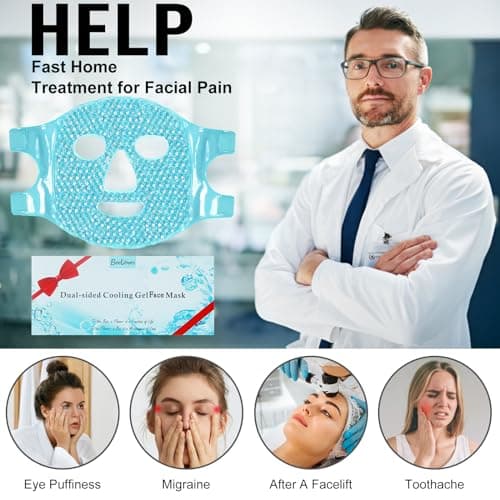 BeeVines Ice Face Mask, Cooling Gel Pack for Puffy Eyes, Cold & Hot Reusable Compress, Frozen Eye Packs Masks for Women for Dark Circles, Puffiness & Allergies (One Pack Blue) - Thumbnail 2