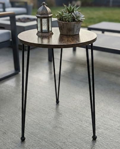 iLTreFlo 17 Inch Tall Metal Plant Stand Indoor,Heavy Duty Flower Pot Holder with 11.5 Inch Modern Round Board Table,Sturdy Metal Tripod Design Side Table,Matte Black - Thumbnail 6