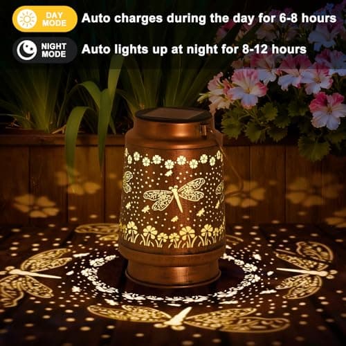 Dragonfly Solar Lanterns Outdoor Waterproof, Mother Day Gifts, Birthday Gifts for Women, Mom, Grandma, Hanging Solar Lights for Yard, Patio, Porch, Garden Decor - Thumbnail 4