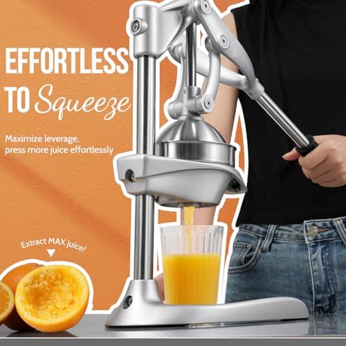Manual Juicer, Sopito Effortless Stainless Steel Juicer Press Heavy Duty Citrus Squeezer for Orange Lemon Grapefruit Pomegranate, Easy to Clean - Thumbnail 2