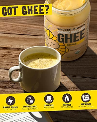 GOLDEN MONKEY Organic Ghee Butter – Grass Fed Clarified Butter for Cooking, Baking, Keto & Gut Health – Ghee Butter Organic Grass Fed from Small Farms – Smooth Spread with High Smoke Point (16oz) - Thumbnail 3