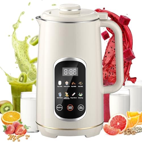 Kuhuz Nut Milk Maker,42oz Plant Based Milk Machine For Homemade Almond/Oat/Soy,10-in-1 Countertop Blender With Juice/Milkshake/Food Processor/Boil Water,Delay Start/Keep Warm/Self Cleaning,White - Image 1