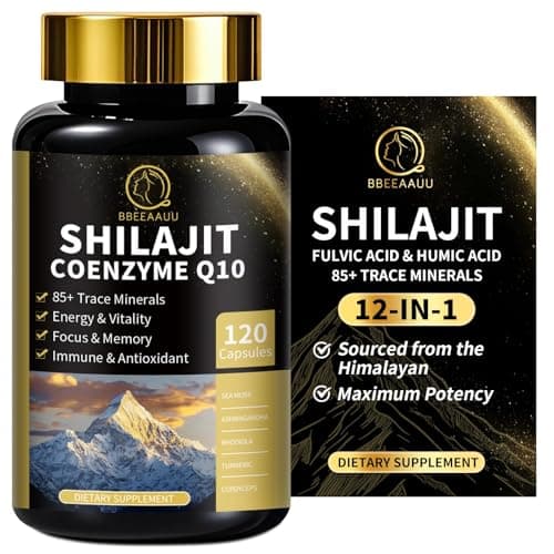 BBEEAAUU Shilajit for Men with Sea Moss & Ashwagandha,12 in 1 Hima*Layan Shilajit Supplements Capsules with Coenzyme Q10, Fulvic Acid & Humic Acid, Lion's Mane, Support Energy & Immunity, 120 Counts - Image 1