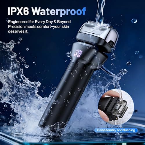 Electric Foil Shavers for Men Electric Razor with 4D Flex Floating Heads,Rechargeable Beard Trimmer with LED Display,Cordless Face Shaver for Travel,IPX6 Waterproof Wet Dry Face Razor,USB Type C - Thumbnail 6