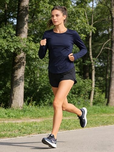 Womens Sun Shirt UPF 50+ Long Sleeve UV Protection SPF Shirts Moisture Wicking Quick Dry Workout Gym Golf Running Athletic Outdoor Tops Navy Blue XL - Thumbnail 3