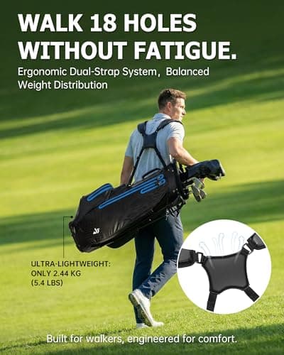 Waterproof Golf Stand Bag, All-Weather Lightweight Carry Bag with Reflective Safety Strips, 5-Way Top Divider, Rain Hood, 6 Pockets, Black - Thumbnail 5