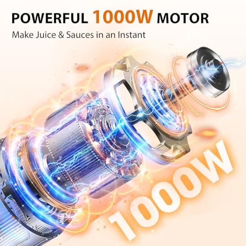 KOIOS Immersion Blender, 1000W Anti-scratch 3-in-1 Hand Blender, Upgraded 12 Speed Stainless Steel Blade Stick Blenders with Turbo Mode, Whisk and Milk Frother, Non-BPA - Thumbnail 2