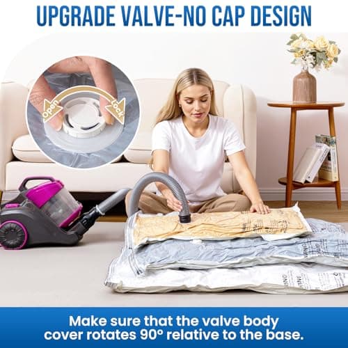 TAILI 8 Pack Vacuum Storage Bags for Comforter and Blankets, Jumbo Vacuum Seal Bags for Bedding 40x31 Inch, Space Saver Bags for Clothes, Pillows, Saving More Closet Space - Thumbnail 4