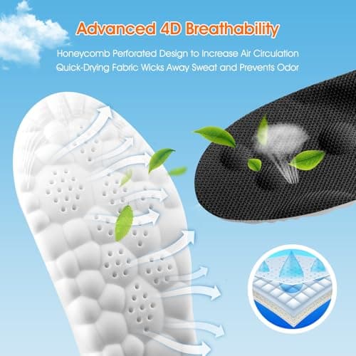 4D Cloud-Like Comfort Soles for Men - Soft Memory Foam Cushioning Insoles - Trim to Fit Steppers Insoles with Arch Support for Foot Pain Relief and Fatigue Reduction(US M 7.5-10.5) - Thumbnail 3