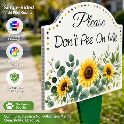2 Pcs Sunflower No Dog Peeing Sign for Yard, 9.8x13.8" Inch Please Don't Pee on Me Yard Sign with Stakes, Aesthetic Corrugated No Dog Urine Signage, Decorative Curb Your Dog Signs for Lawn - Thumbnail 3