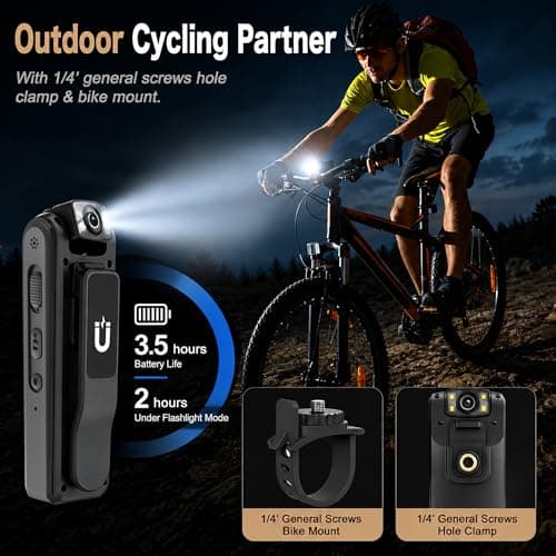 SixBondsCam 4K Body Camera with Audio and Video Recording, 128GB Wearable Mini Body Cam with Magnetic Clip, Hands-Free POV Camera for Work, Cycling, Travel, Driving & Daily Recording - Thumbnail 4
