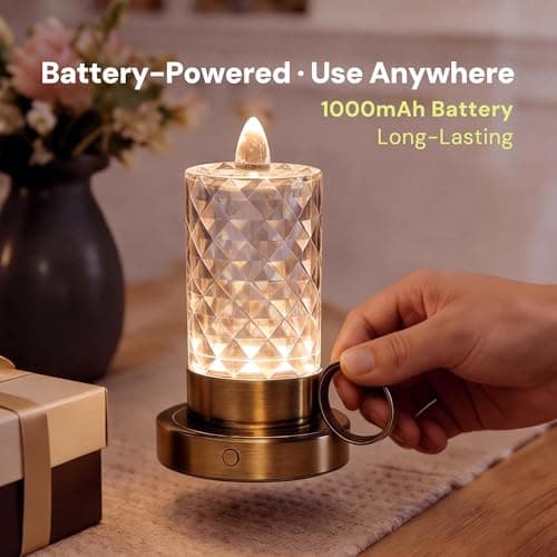 L LOHAS LED Flameless Candles, 3 Level Brightness Adjustable, Rechargeable Battery Candles, 3000K Soft White, Crystal Gold Metal Candles for Easter Valentines Aniversary Wedding, 3.93"x2.95"4.84" - Thumbnail 2