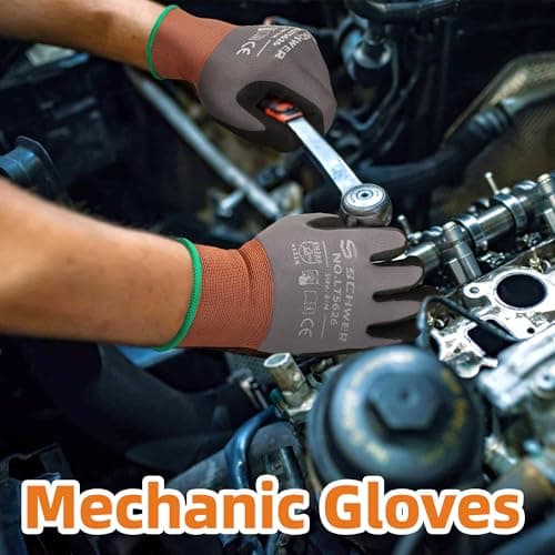 Schwer 6 Pairs Safety Work Gloves Sandy Nitrile Coated LT5626, Level 6 Abrasion Resistant (Certified) Heavy Duty Working Gloves with Grip for Men Women, for General Use, Gardening, Construction, XL - Thumbnail 5