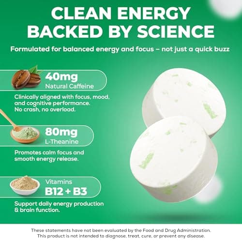 UPLIFE Energy and Focus Mint 60 Pcs – Made in USA – 40mg Natural Caffeine + 80mg L-Theanine + Niacin Vitamin B3 & B12 – Sugar-Free, Vegan - Natural Caffeine Mint Coffee Alternative - Peppermint - Thumbnail 2