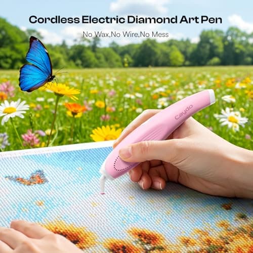 Caydo Cordless Electric Diamond Painting Pen, E-Painter for Diamond Painting - Diamond Art Pen with Vacuum Technology, Ergonomic Design & Storage Tray – No Wax, Patented (Pink) - Thumbnail 2