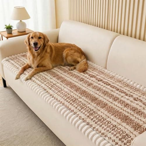 FUANGUI Couch Covers for Dogs Washable, Sofa Cover with Adjustable Straps for 2-3 Cushion Couch,Non-Slip Pet Couch Protector for Sectional & Leather Sofa, 1PC (Light Coffee, 27.6" x 59") - Image 1