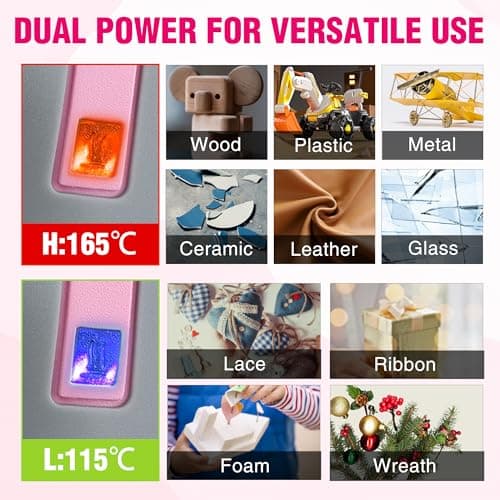 WORKPRO Cordless Hot Glue Gun, 30s Fast Preheating, 7.2V Dual-Temp Glue Gun Kit with 50pcs Glue Gun Sticks, Storage Bag, USB-C Charging Cord, 2600mAh Battery for DIY and Crafting - Thumbnail 4