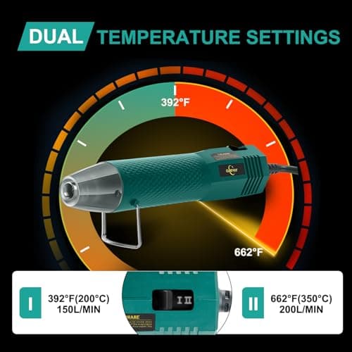 350W Heat Gun 2-Temp 392°F/662°F Hot Air Gun for Crafts & Shrink Tubing - Thumbnail 3