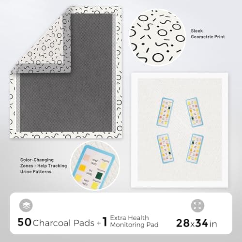 ZOMISIA Charcoal Puppy Pee Pads for Dogs Extra Large, 28"x34" 50 Counts + 1 Extra Health Monitoring Pad - XL Dog Potty Training Pads Disposable, Odor-Control, Super Absorbent & Leak-Proof - Thumbnail 3