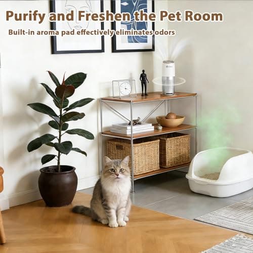 Aucleia Mini Portable Air Purifier with True H13 HEPA Filter, Car Air Purifier for Travel and Office to Remove Pet Hair and Odor Smoke Dust and Pollen, Aromatherapy Function White Gray - Thumbnail 5