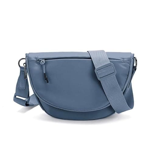 Fashion Crescent Moon Bag For Women & Men - Medium Nylon Shoulder Bag With Adjustable Strap, Lightweight & Foldable Design (A-Ivory) - Image 1