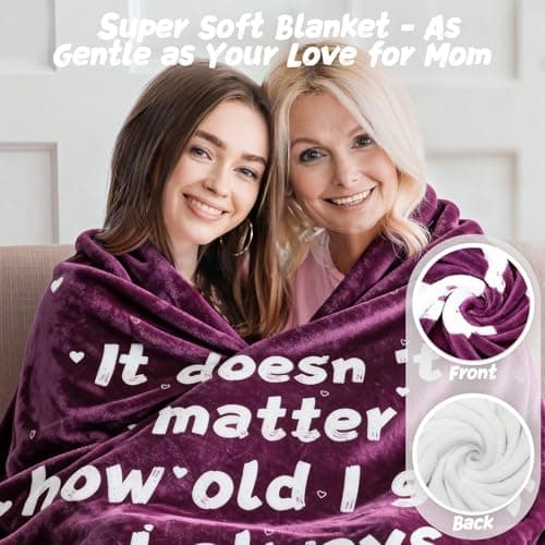 Gifts for Mom - Mom Gifts for Mother's Day Birthday Christmas - Love Mom's Blanket Soft Flannel Throw Blanket 60x50'' (Plum Purple) - Thumbnail 4