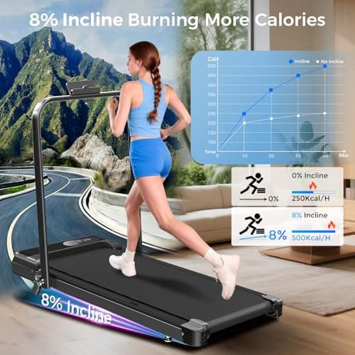 Walking Pad with Incline, 2.5HP Walking Pad Treadmill, 3 in 1 Portable Under Desk Treadmills for Home Small Space, Foldable Folding Home Treadmill with Remote Control, 350LBS Capacity - Thumbnail 2