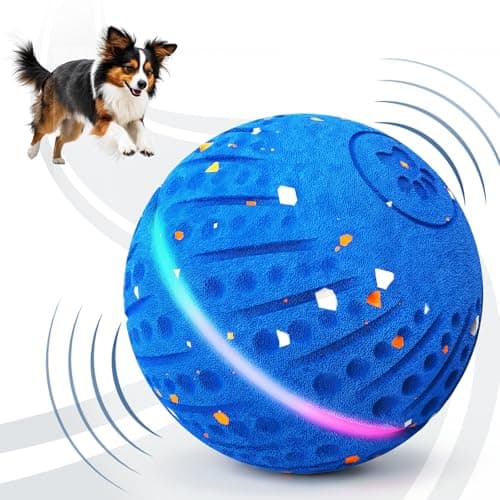 Smart Interactive Dog Toys for Small Medium Dogs, Automatic Moving Dog Toy Ball 3-Modes with Lights, Motion Activated Rolling & Rotating Bouncy Toy for Dogs to Keep Them Busy, E-TPU Material, Blue - Image 1