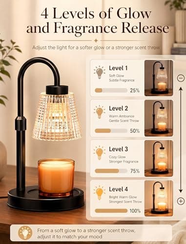 Girece Candle Warmer Lamp with Timer and Dimmer, Adjustable Height Electric Candle Warmer for Jar Candles, 2 Bulbs, Modern Home Decor Birthday Gifts for Women, Housewarming Gifts New Home - Thumbnail 4