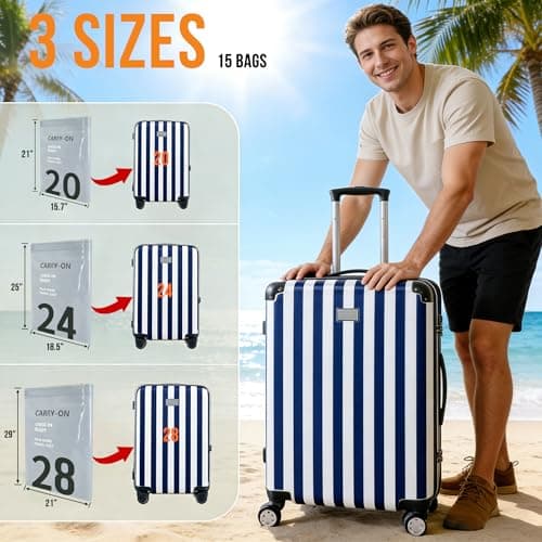 15Pack Travel Vacuum Storage Bags with Rechargeable Wireless Electric Pump, 3 Sizes (20/24/28 Inch) Space Saver Seal Bags for Luggage Suitcase, Travel Essentials for Vacation Cruise - Thumbnail 6