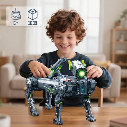 GEVINST Robot Robotic Dog Building Set for Boys Ages 8-12, 1609 Pieces STEM Animal Toys Model Building Kit, Gift for Adults Kids Teens Ages 8-14 (Static) - Thumbnail 2