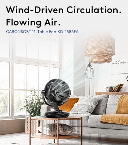 CARONSORT Desk Oscillating Fan, AC Air Circulator Fan, 11 Inch Table Fans for Whole Room, Vertical Manual + Oscillating Fan, 3 Speeds, Quiet Fan, for Bedroom/Dorm/Office/Home - Thumbnail 2