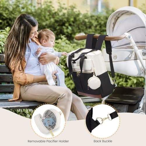 LOVEVOOK Diaper Bag Backpack,Diaper Tote Bag with Insulated Pockets,Bag with Changing Pad,Large Bag with Pacifier Case,15.6 Inch Anti-Theft Laptop Backpack for Women - Thumbnail 2