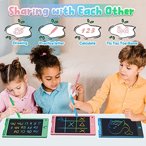 FLUESTON LCD Writing Tablet for Kids, 8.8 Inch Drawing Tablet for Boys Girls 3 4 5 6 7 8 Year, 3pcs in 1 Pack Drawing Pad Birthday Christmas Gift for Kid Educational Doodle Board Cute Unicorn Toy - Thumbnail 4