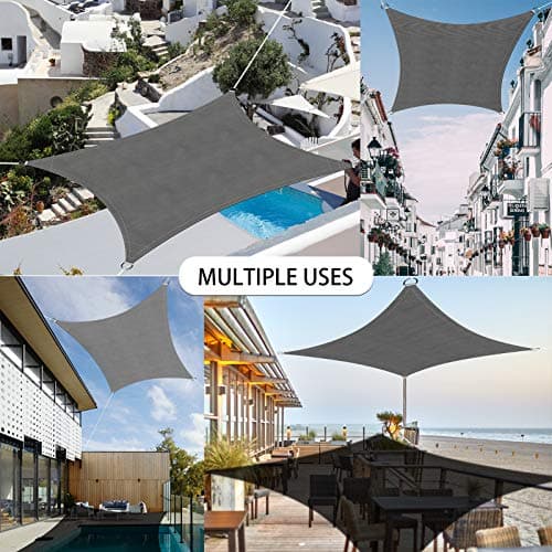 Ankuka Waterproof Sun Shade Sails Canopy Awning Shelter, UV Blockage Backyard Patio Garden Carport(8'x10', Grey) - Thumbnail 2
