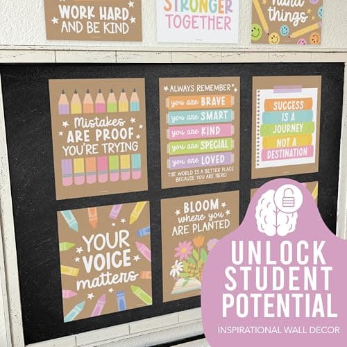 Hadley Designs Motivational Poster for Classroom Decor - 9 Growth Mindset Classroom Posters Elementary, Inspirational Wall Decor Middle School, Teacher Must Haves, Kraft Bulletin Board Decorations - Thumbnail 5