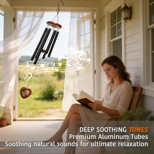 Memorial Wind Chimes with Wooden Photo Frame, 32 Inch Sympathy Windchime Outdoors for Loss of Loved One, Personalized Berevement/Memorial Gifts for Loss of Mother, Father, Husband, Friend, Pet - Thumbnail 4