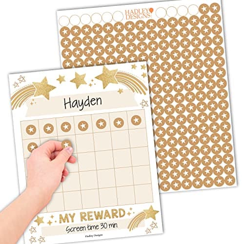 Sticker Chart for Kids Behavior at Home & Classroom - 25 Reward Chart for Kids Incentives, Gold Star Sticker Sheets, Star Incentive Charts for Classroom Must Haves - Image 1